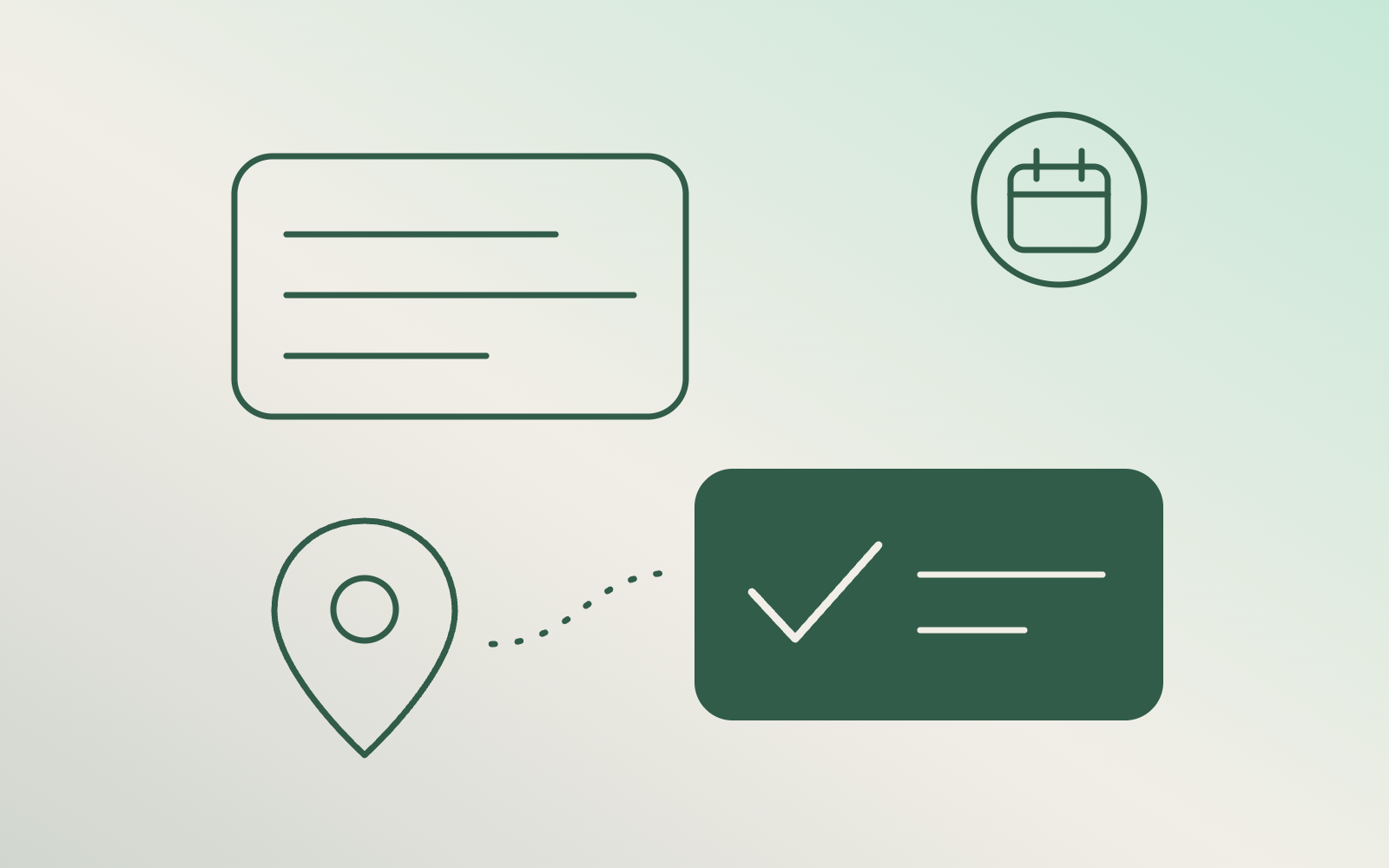 Abstract illustration of a travel partner itinerary becoming a confirmed OpenStays booking