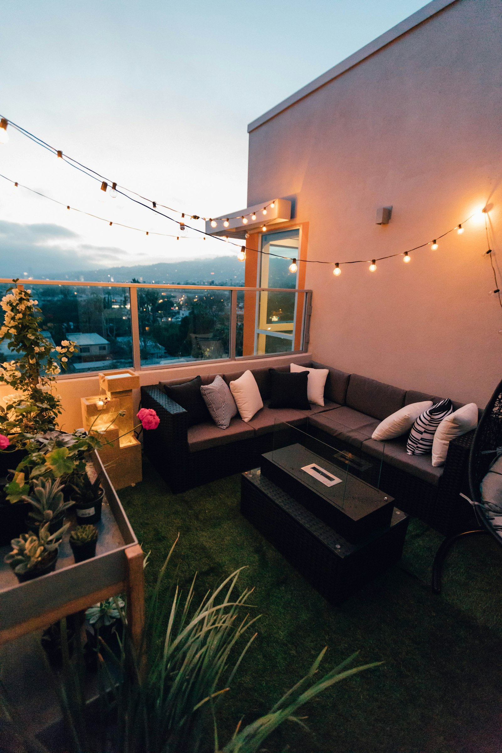 A terrace dressed for the season, the kind of evening premium rates pay for