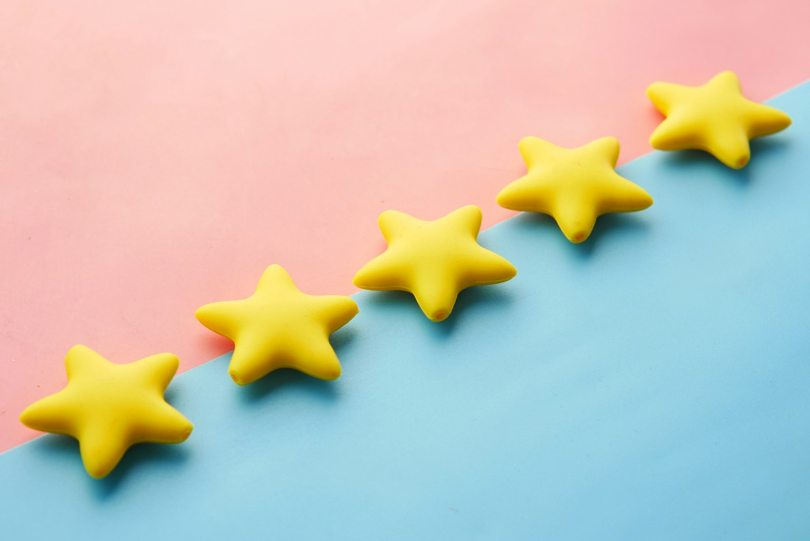 A row of five stars, the rating that decides the hotel shortlist