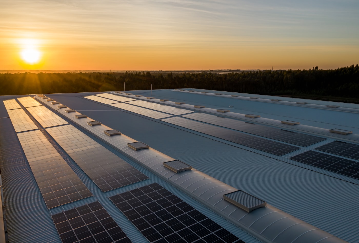 Rooftop solar panels paired with battery storage
